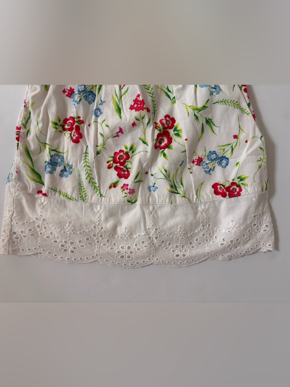 Janie and Jack Girls Size 5 Floral Eyelet Hem Summer Dress White - Picture 2 of 6